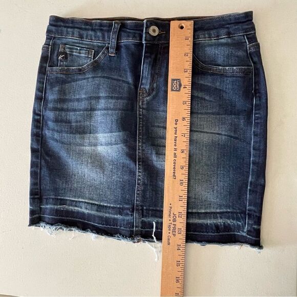 KanCan Denim Jean Mini Skirt Size 1/24 – Raw Hem, Stretch Fit - Picture 9 of 12